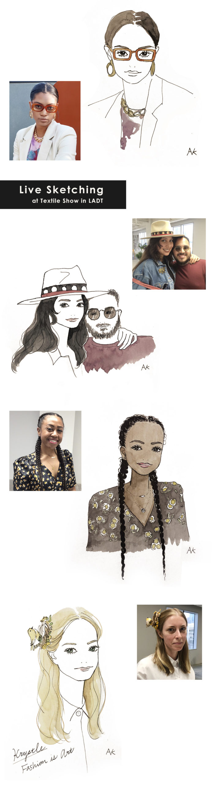 fashion live sketching in Los Angeles CA